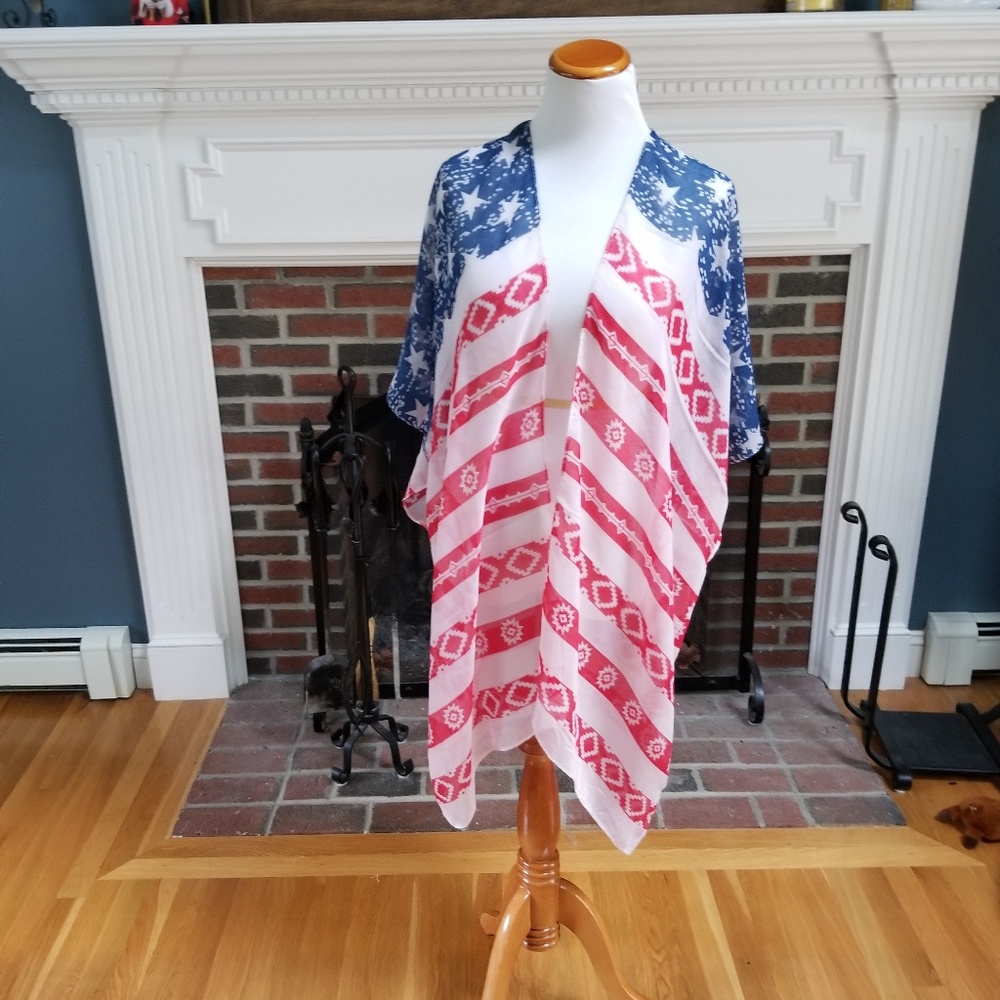 Buy2 Get 1 FREE!!⭐️ 4th of July⭐️Star & Stripes Patriot Kimono
